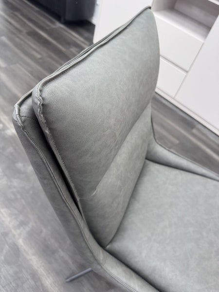 Furniture Village Catalina Grey Leather Swivel Dining Chair2
