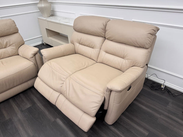 Furniture Village Chicago 3 & 2 Seater Sofa Set Power Recliner Pebble Leather7