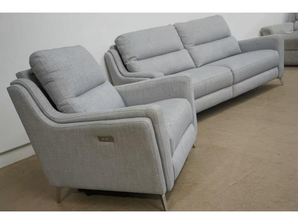 Parker Knoll Portland 3 Seater Sofa & Power Recliner Armchair - Baby Blue Fabric4