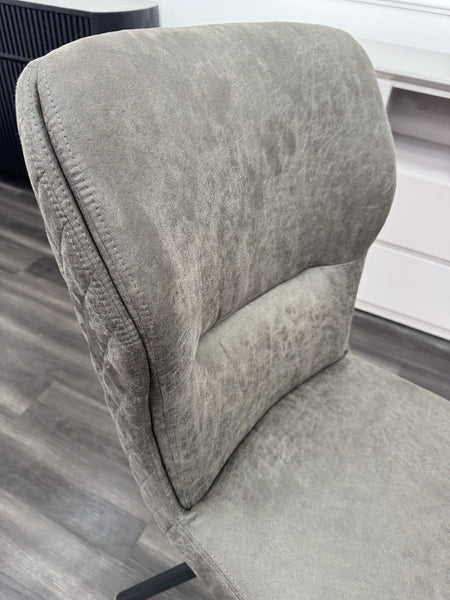 FV Loki Steel Grey Fabric Swivel Dining Chair With Handle (Choose Quantity)6