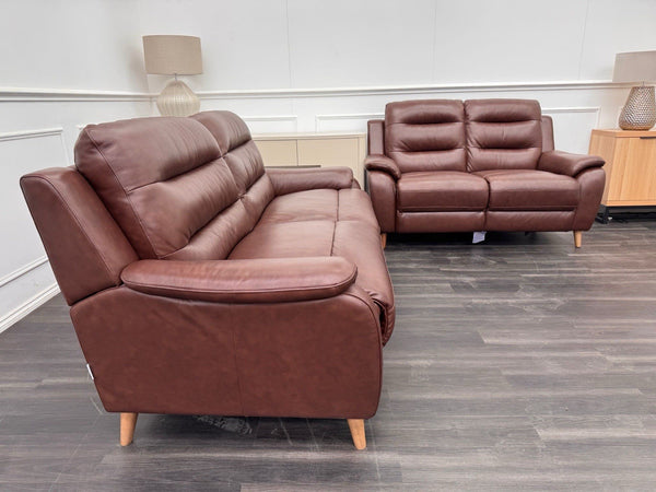 LA Z BOY Madison Static 3+2 Seater Sofa Set Brown Leather5