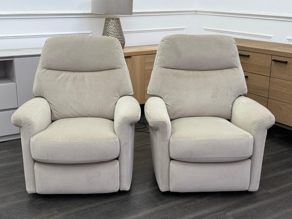 Furniture Village Lilie Pair of Armchairs in Beige fabric Power Recliner19