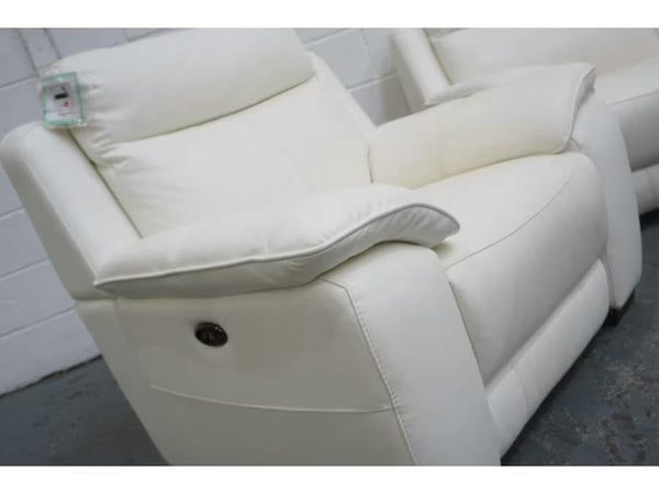 Furniture Village Starlight 3 Seater & Armchair Sofa Set in Frost White Leather 2