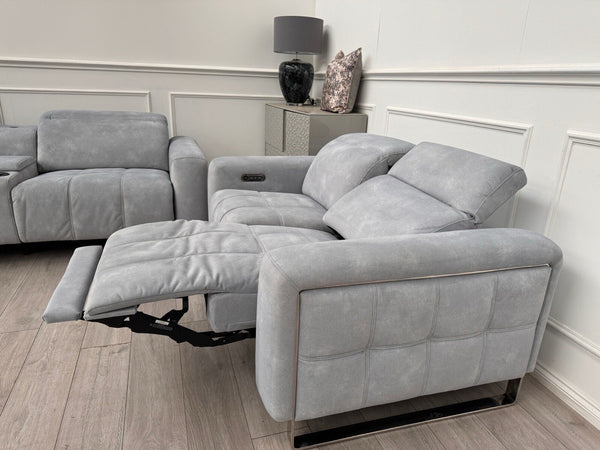 Sofology Marvella 2.5 + 2 Seater Sofa Set Flecked Silver Fabric Power Recliner16