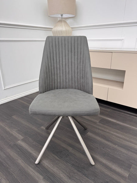 Furniture Village Grigio grey fabric swivel dining chair (Pre-sale)0
