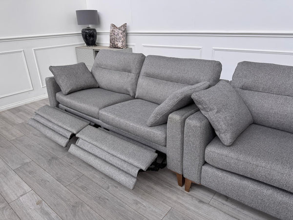 Furniture Village UNIQA Grey Fabric 3 Seater Power Recliner & Loveseat Sofa Set2