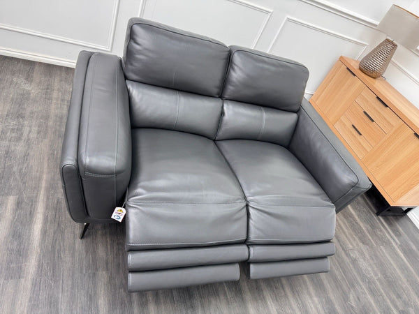 DFS San Antonio Black Leather Power Recliner 2 Seater Sofa12