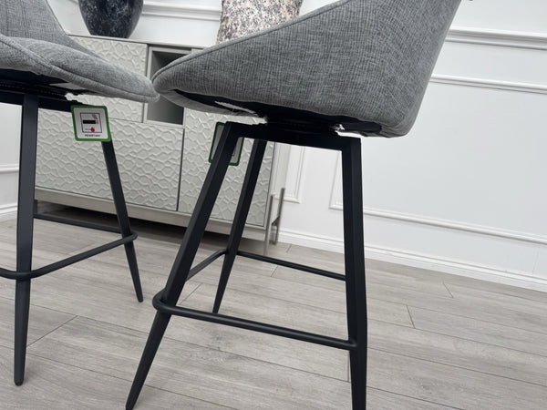Furniture Village Crete Pair Of 2 Swivel Barstool Chairs Dark Grey Fabric4