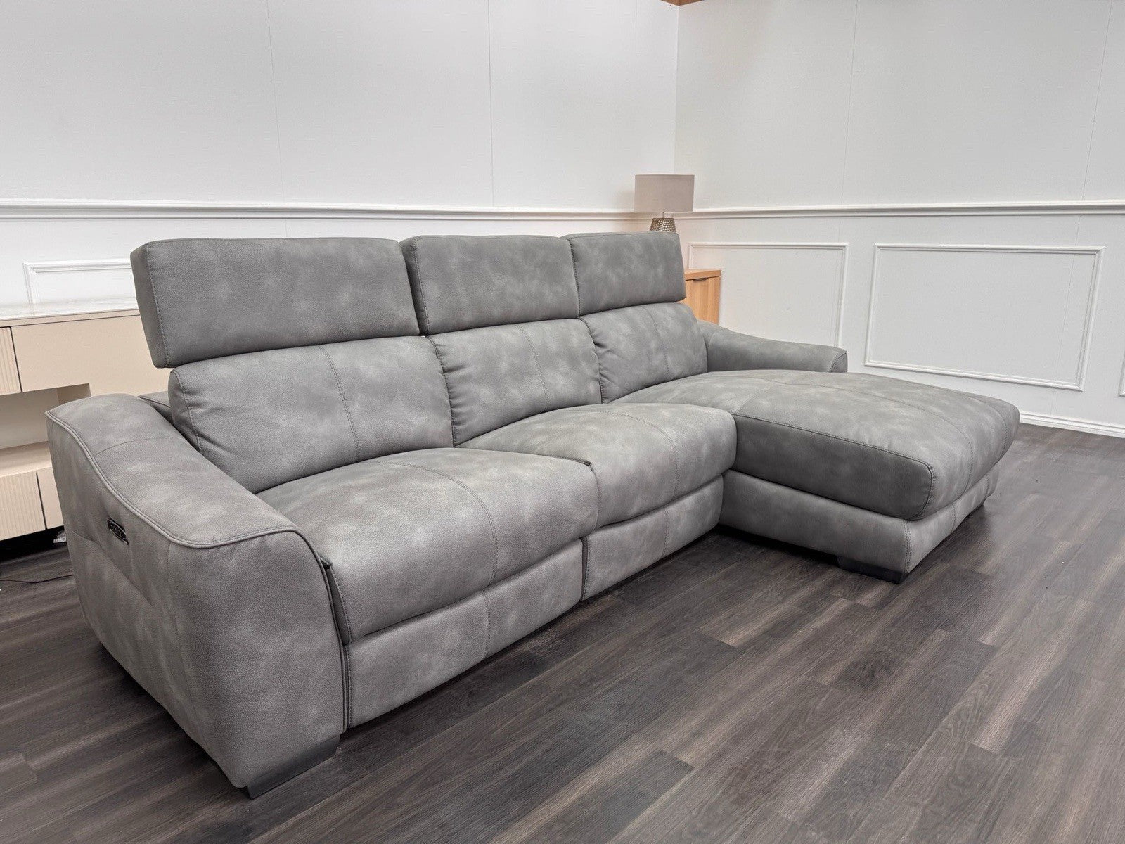 Furniture Village Xavier Chaise End Corner Sofa with Power Recliner + Headrests0