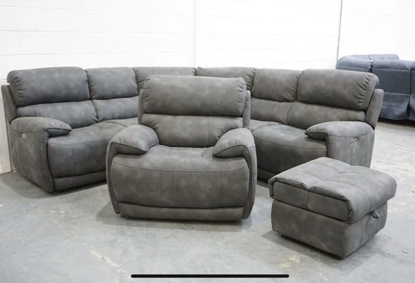 Furniture Village Link dark grey Leather Power Recliner Corner Sofa Symmetrical3