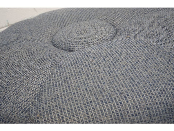 Duresta blue mix cross weave fabric large circular footstool2