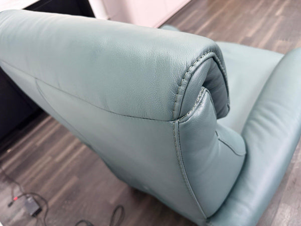 Furniture Village Rowen Lake Green Leather Armchair Pwr Recliner+Swivel+Rocking13