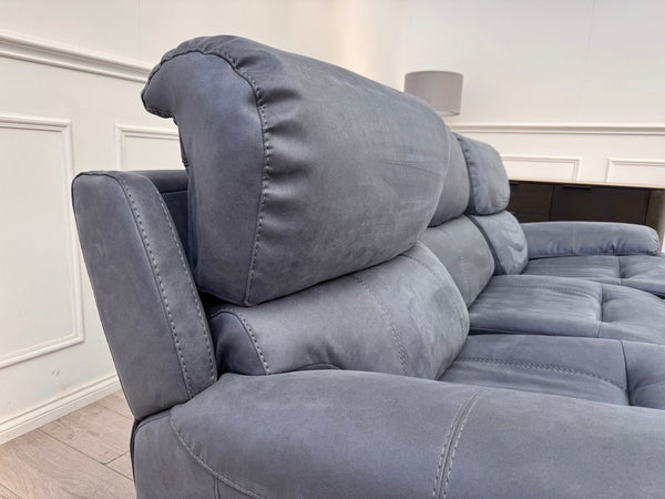 Furniture Village Link Power Recliner 3 Seater And Armchair Navy Blue Microfibre18