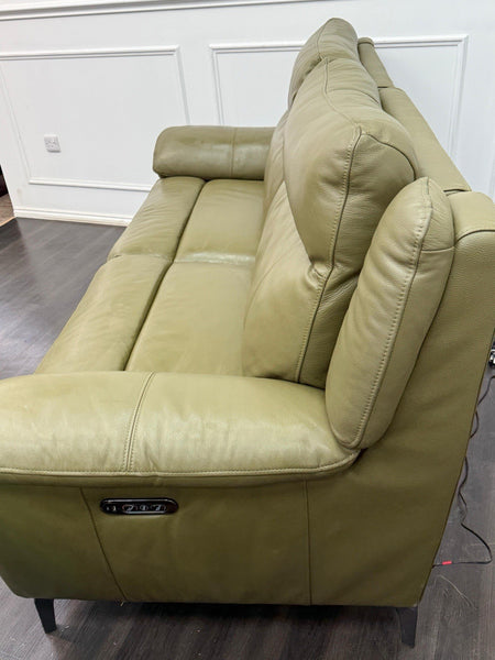 DFS Wren Power Recliner 3+3 Seater Sofa Set In Sage Green Leather17
