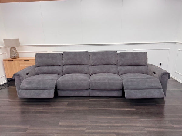Furniture Village Nixon Large 4 Seater Sofa Power Recliner In Grey Lux Velvet0