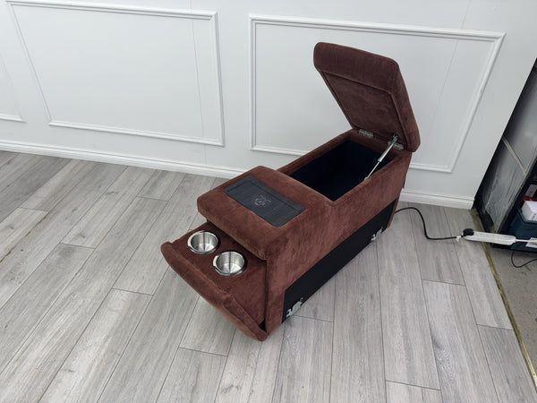 Sofology Plaza Console Red Chenille Denim Cup Holders Wireless Charging Socket5