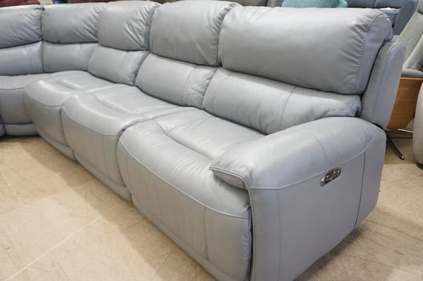 FV Link mid grey leather electric reclining 5 piece Large Corner Sofa4