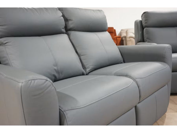 G Plan Wren ocean blue leather power recliner 3 seater + standard 2 seater sofa 1