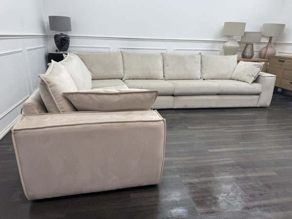 DFS Large Cream Velvet Corner Sofa Left Hand Facing (Fast Delivery)16