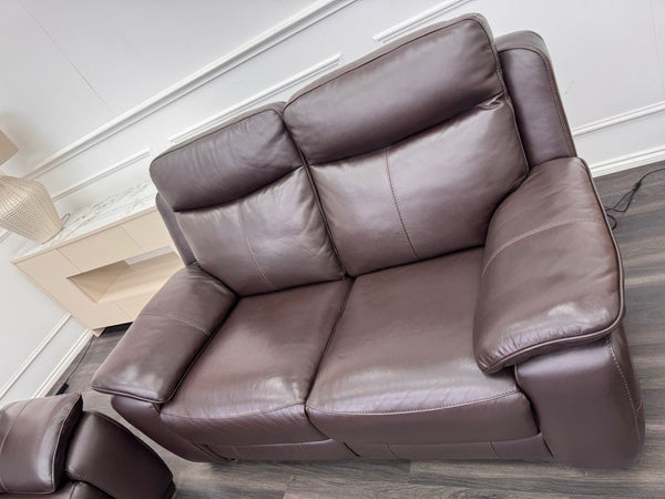 Furniture Village Starlight 3+2 Seater Sofa Set Pwr Recliner Dark Brown Leather11