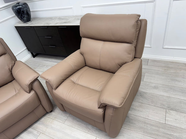 Furniture Village Dark Taupe Leather Power Recliner Armchair3