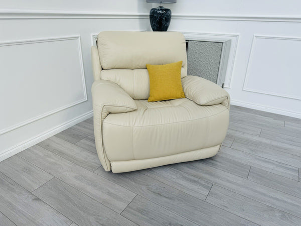 FV Link Beige Genuine Leather Pwr Recliner Armchair + Headrest + Rocking13