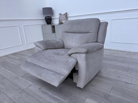 Furniture Village Touch Grey Fabric Power Recliner Armchair0