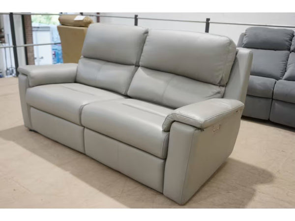 G Plan Harper cambridge grey leather 3 seater sofa power recliner - headrest4