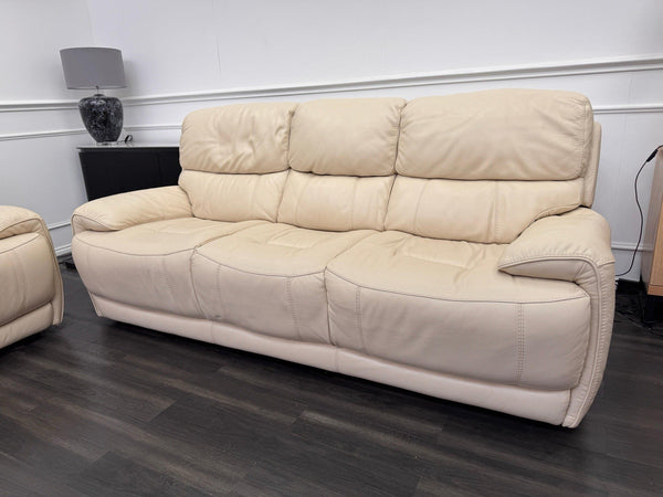 Furniture Village Link 3 + 3 Seater Sofa Set Static Beige Leather4