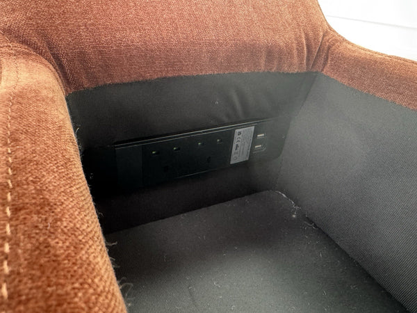 Sofology Plaza Console Red Chenille Denim Cup Holders Wireless Charging Socket11