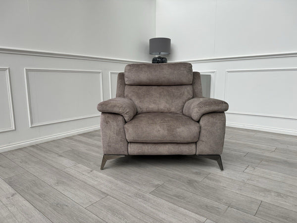 Furniture Village Missouri Power Recliner + Headrest Mink/Brown Fabric Armchair2