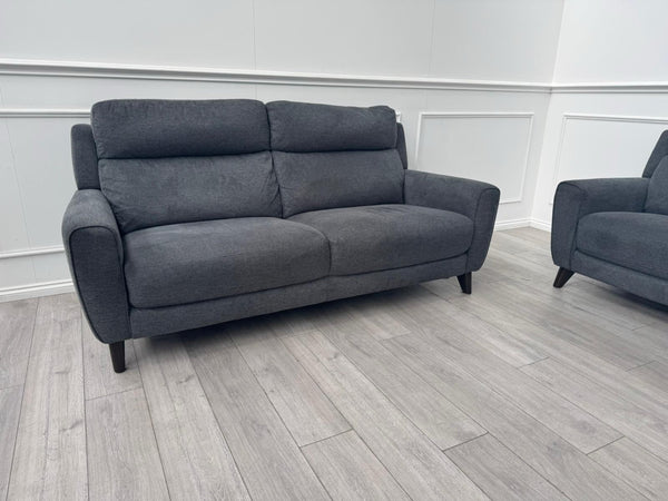 Furniture Village Zen Grey Fabric 3 &2 Seater Sofa Set1