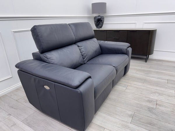 Nicoletti Davide 2 Seater Sofa Power Recliner Adjustable Headrests Navy Leather10