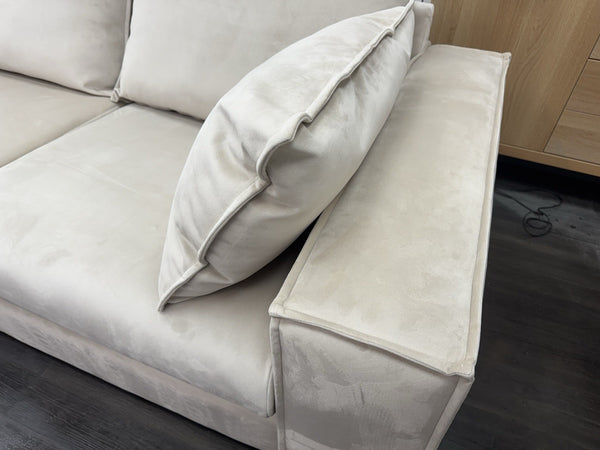 DFS Large Cream Velvet Corner Sofa Left Hand Facing (Fast Delivery)6