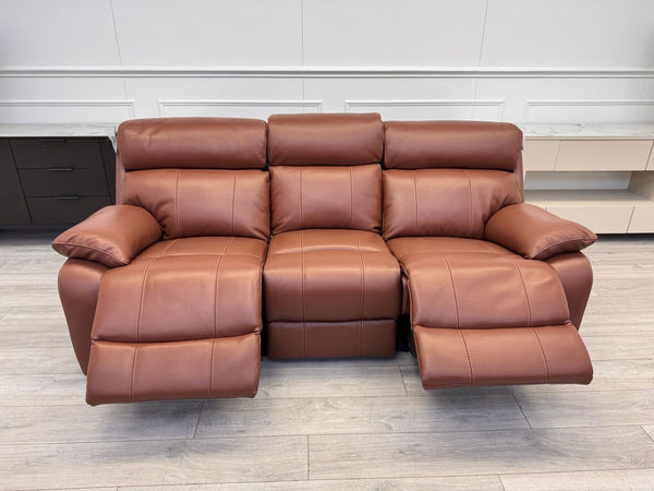 Furniture Village Moreno Power Recliner 3 Seater Sofa Brown Leather1