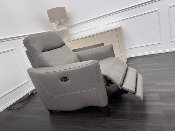 Furniture Village Petit Grey Leather Armchair Power Recliner13