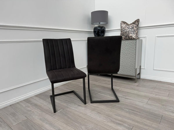 Furniture Village Grigio Pair of Charcoal Grey Suede Dining Chairs4