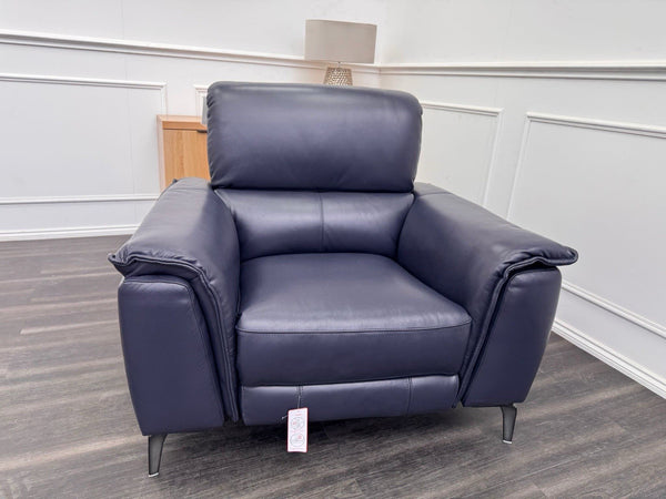 DFS Auberon Power Recliner Armchair Navy Leather Power Headrest6