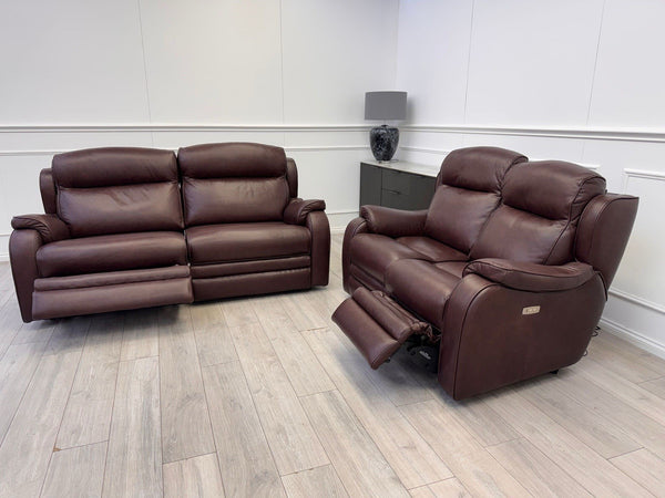 Parker Knoll Boston Burgundy Leather Power Recliner 3+2 Seater Sofa RRP £40991