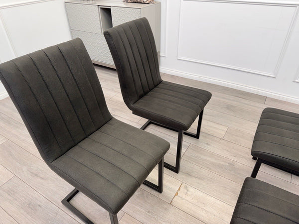 Furniture Village Grigio Set of 4 Grey Charcoal Faux Suede Dining Chairs2