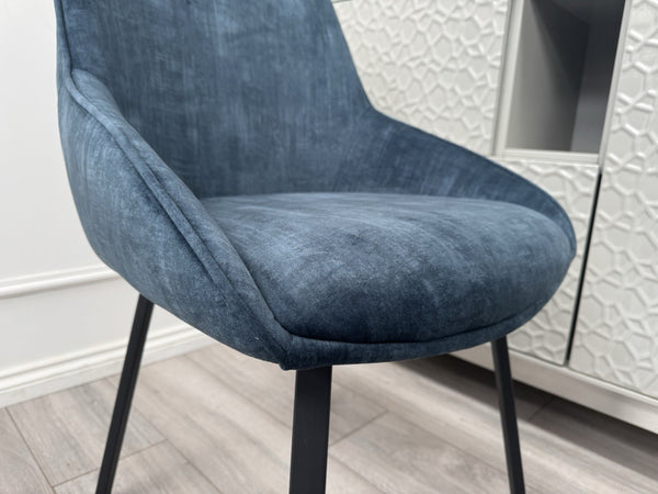 Furniture Village Veja Navy Blue Velvet Set Of 8 Swivel Dining Chairs17