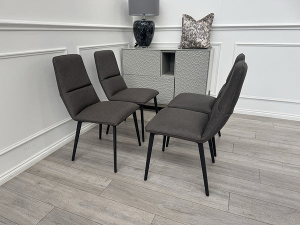Furniture Village Bodahl Odin Set of 4 Grey Suede Dining Chairs5