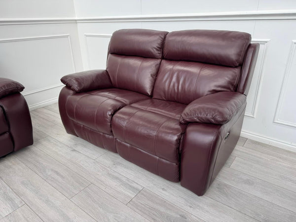 Furniture Village Moreno Power Recliner 3 + 2 Seater Sofa Set Burgundy Leather22