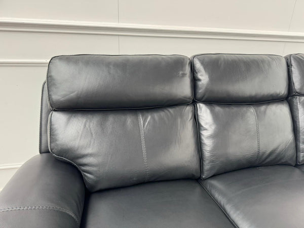 FV Serene Black Leather Power Recliner 3 Seater Sofa Lumbar + Headrest7
