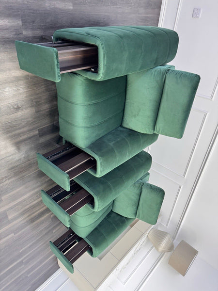 DFS Torren Power Recliner Pair Of Armchairs Green Velvet Power Headrest7