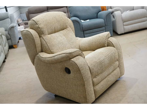 Parker Knoll Boston oatmeal patterned fabric manual reclining armchair2