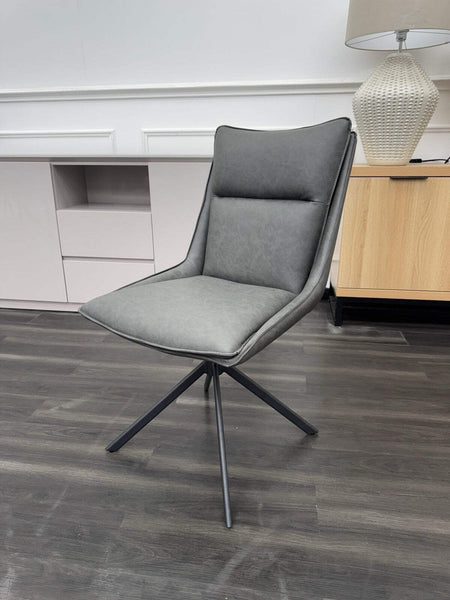 FV Catalina Dark Grey Faux Leather Swivel Dining Chair (Choose Quantity)0