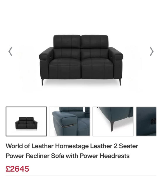 FV Homestage Black Leather 3+2 Seater Sofa Set Power Recliner & Headrest1