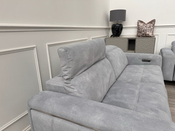 Sofology Marvella 2.5 + 2 Seater Sofa Set Flecked Silver Fabric Power Recliner18