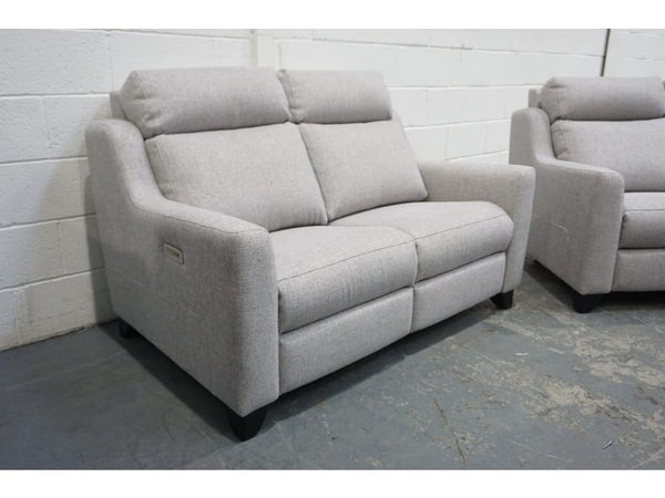 Parker Knoll Bodella light grey fabric power recliner 2 + standard 2 seater sofa5
